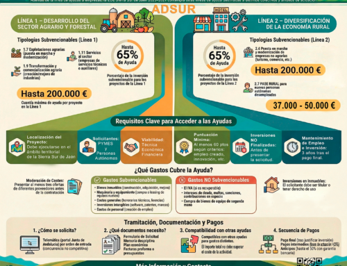 AYUDAS PARA EMPRESAS, PERSONAS AUTÓNOMAS Y ASOCIACIONES EN EL MARCO DE LA ESTRATEGIA DE DESARROLLO LOCAL 2023-2027 DE LA SIERRA SUR DE JAÉN
